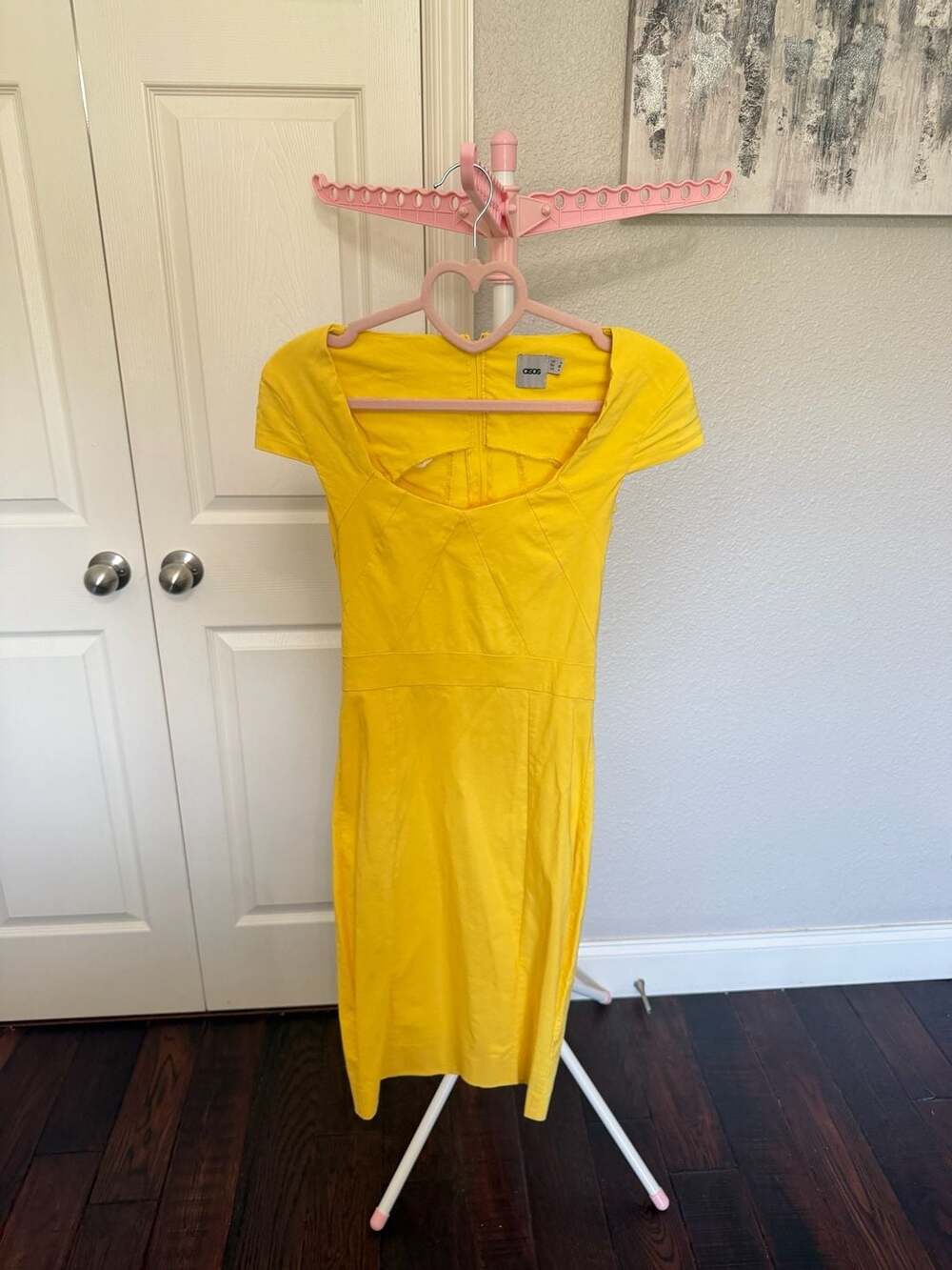 ASOS Women's Yellow Short Sleeve Bodycon Pencil Dress